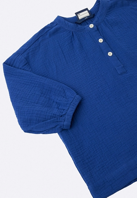 Детская муслиновая рубашка Lassie Taivas Синяя | фото