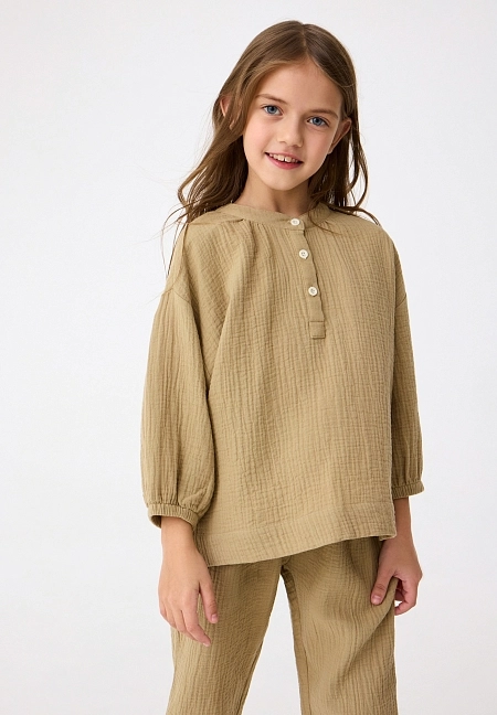 Детская муслиновая рубашка Lassie Taivas Бежевая | фото