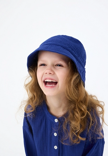 Детская муслиновая панама Lassie Puu Синяя | фото
